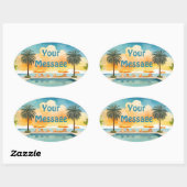 Sticker Ovale Piscine d'eau fête d'été (Feuille)