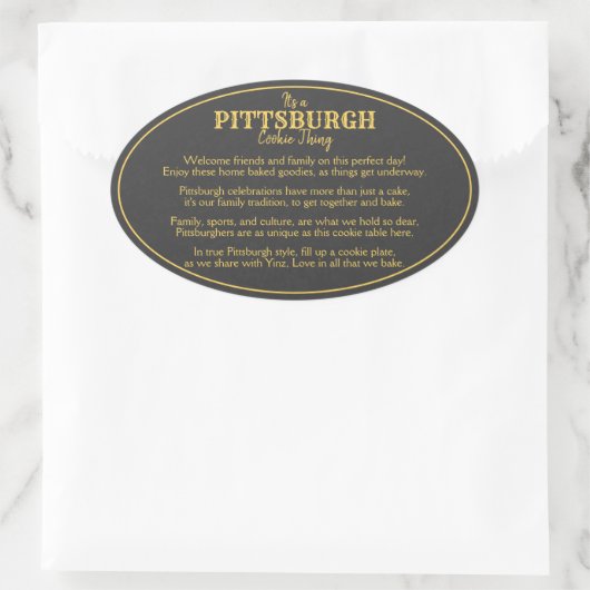 Sticker Ovale Pittsburgh Cookie Table Thème Poème (Sac)