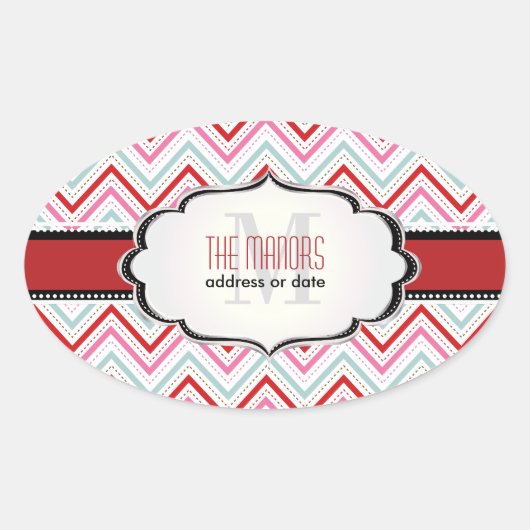 Sticker Ovale PixDezines couleurs Chevron/Noël/do-it-yourself (Devant)