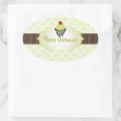 Sticker Ovale PixDezines cupcake au citron vert + treillis/DIY c (Sac)