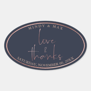 Sticker Ovale PixDezines FAUX ROSE OR LOVE+THANKS do-it-yourself