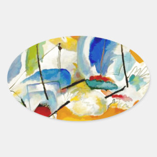 Sticker Ovale PixDezines Kandinsky 1913 Bataille Navale Improv 3
