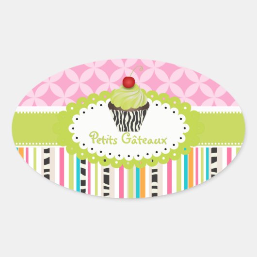 Sticker Ovale PixDezines keylime tourne cupcake/do-it-yourself c (Devant)