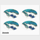 Sticker Ovale PixDezines konen uehara vagues océaniques, 上 原 (Feuille)