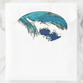 Sticker Ovale PixDezines konen uehara vagues océaniques, 上 原 (Sac)