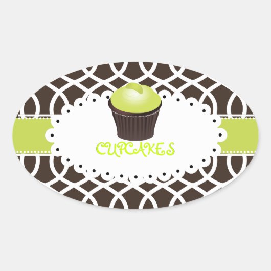 Sticker Ovale PixDezines monaco trellis+cupcake/do-it-yourself c (Devant)