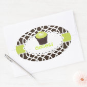 Sticker Ovale PixDezines monaco trellis+cupcake/do-it-yourself c (Enveloppe)