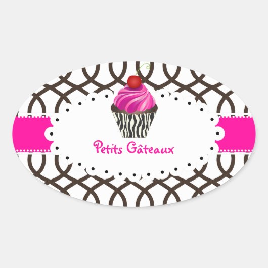 Sticker Ovale PixDezines monaco trellis+cupcake/do-it-yourself c (Devant)