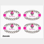 Sticker Ovale PixDezines monaco trellis+cupcake/do-it-yourself c (Feuille)