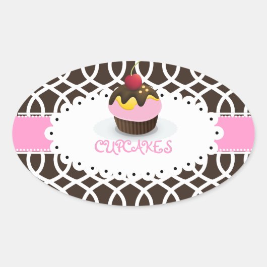 Sticker Ovale PixDezines monaco trellis+cupcake/do-it-yourself c (Devant)