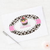 Sticker Ovale PixDezines monaco trellis+cupcake/do-it-yourself c (Enveloppe)