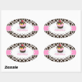 Sticker Ovale PixDezines monaco trellis+cupcake/do-it-yourself c (Feuille)