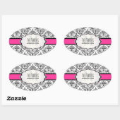 Sticker Ovale PixDezines noir+blanc Céline Damask/do-it-yourself (Feuille)