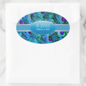 Sticker Ovale PixDezines plumes de paon (Sac)