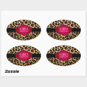 Sticker Ovale PixDezines rouge guépard+faux parchemin (Feuille)