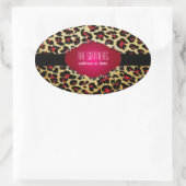 Sticker Ovale PixDezines rouge guépard+faux parchemin (Sac)