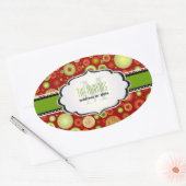 Sticker Ovale PixDezines Rouge+Vert Ornements de Noël (Enveloppe)