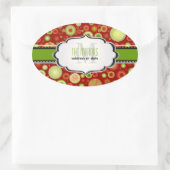 Sticker Ovale PixDezines Rouge+Vert Ornements de Noël (Sac)