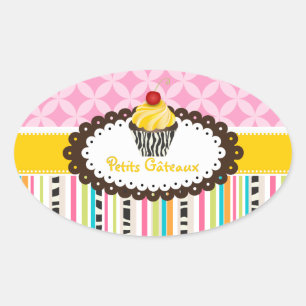 Sticker Ovale PixDezines tourbillons citron cupcake/do-it-yourse