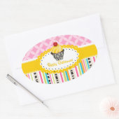 Sticker Ovale PixDezines tourbillons citron cupcake/do-it-yourse (Enveloppe)