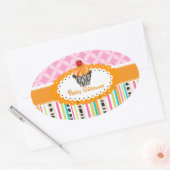 Sticker Ovale PixDezines tourbillons orange cupcake/do-it-yourse (Enveloppe)