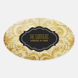 Sticker Ovale PixDezines vintage bélilissimo damask