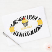 Sticker Ovale PixDezines zebra+cupcake/do-it-yourself couleur (Enveloppe)