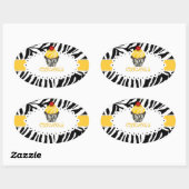 Sticker Ovale PixDezines zebra+cupcake/do-it-yourself couleur (Feuille)