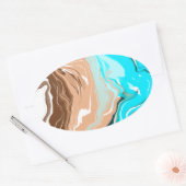Sticker Ovale Plage Abstraite Fluid Art (Enveloppe)