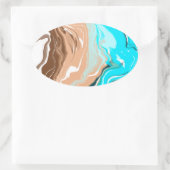 Sticker Ovale Plage Abstraite Fluid Art (Sac)