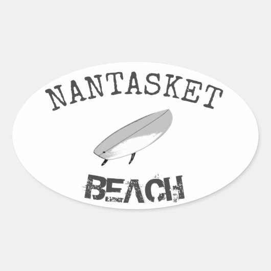 Sticker Ovale Plage de Nantasket surfer (Devant)