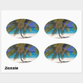 Sticker Ovale Plage de Seven Mile Grand Cayman (Feuille)