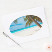 Sticker Ovale Plage du Paradis tropical (Enveloppe)