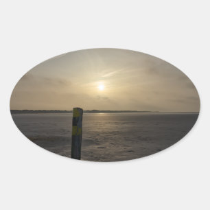 Sticker Ovale Plage en mer du Nord