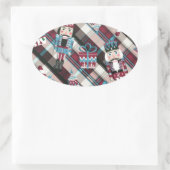 Sticker Ovale Plaid Blue Burgundy (Sac)