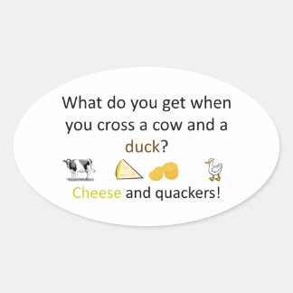 Sticker Ovale Plaisanterie au fromage et aux quackers