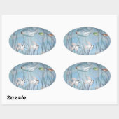 Sticker Ovale plaisir avec chalkware poisson aquarelle style (Feuille)