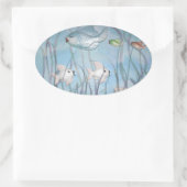 Sticker Ovale plaisir avec chalkware poisson aquarelle style (Sac)