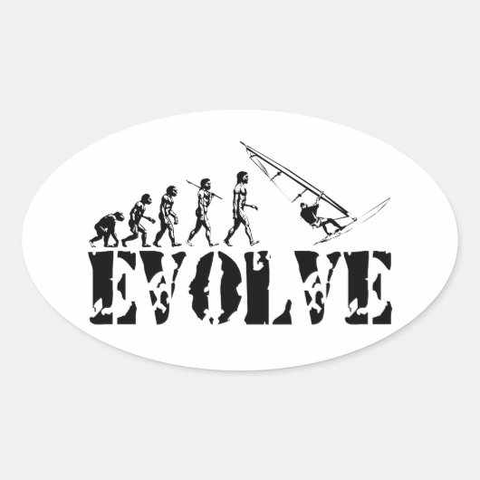 Sticker Ovale Planche à voile Windsurf Evolution Sport Art (Devant)
