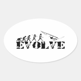 Sticker Ovale Planche à voile Windsurf Evolution Sport Art