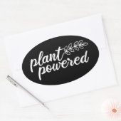 Sticker Ovale Plante Powered, Vegan, (Enveloppe)