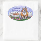 Sticker Ovale Plaque bibliothèque Ginger Cat (Sac)