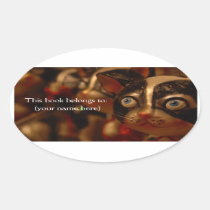 Sticker Ovale Plaque de chat Derp, ronde