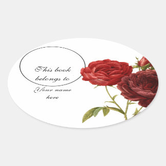 Sticker Ovale Plaque de peinture vintage profonde rouge roses