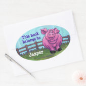 Sticker Ovale Plaque d'enregistrement pour cochon rose (Enveloppe)