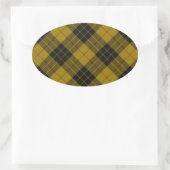 Sticker Ovale Plaque noire jaune tartan MacLeod (Sac)