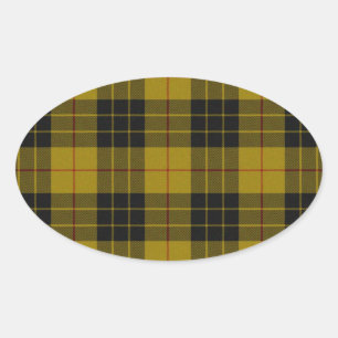 Sticker Ovale Plaque noire jaune tartan MacLeod