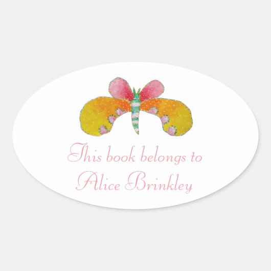 Sticker Ovale Plaque papillon (Devant)