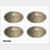 Sticker Ovale Platine Beige Logo Initiales Parties scintillant É (Feuille)