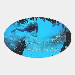 Sticker Ovale plonger grand récif